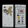 Butterfly Bling Crystal Case Rhinestone Cover shell for LG P880 Optimus 4X HD - White