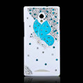 Butterfly Bling Crystal Case Rhinestone Cover shell for OPPO U705T Ulike2 - Blue