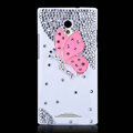Butterfly Bling Crystal Case Rhinestone Cover shell for OPPO U705T Ulike2 - Pink