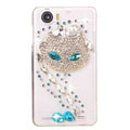 Charming cat Bling Crystal Case Rhinestone Cover shell for OPPO finder X907 - White