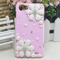 Daisy Flower Bling Crystal Case pearl Cover shell for OPPO finder X907 - Pink