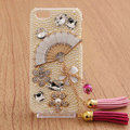 Fan Tassel Bling Crystal Case pearl Cover shell for iPhone 5 - White