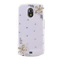 Flower Bling Crystal Case Rhinestone Cover for Samsung i9250 GALAXY Nexus Prime i515 - White