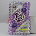Flower Bling Crystal Case Rhinestone Cover shell for LG E400 Optimus L3 - Purple