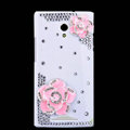 Flower Bling Crystal Case Rhinestone Cover shell for OPPO U705T Ulike2 - White