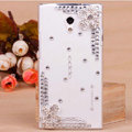 Flower Bling Crystal Case Rhinestone shell Cover for OPPO U705T Ulike2 - White