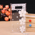 Flower Bling Crystal Case pearl Cover shell for LG E400 Optimus L3 - White