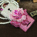 Flower Luxury Bling Crystal Case Rhinestone shell Cover for OPPO U705T Ulike2 - Pink