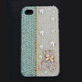 Gloomy Bear Bling Crystal Case pearl Cover for iPhone 4G 4S - Blue White