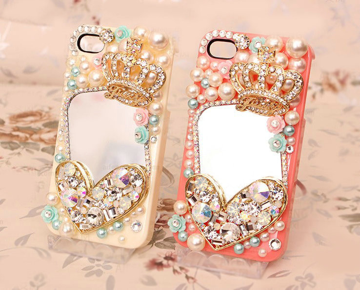 Buy Wholesale Heart Crown Alloy Bling Mirror Crystal DIY Cell Phone