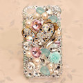 Luxury Heart Alloy Bling clear Crystal DIY Cell Phone Case shell Cover Deco Den Kit
