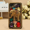 Retro elephant Bling Crystal Case Rhinestone Cover shell for iPhone 4G 4S - Gold