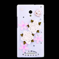 Rose Flower Bling Crystal Case Rhinestone Cover shell for OPPO U705T Ulike2 - White