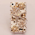 Starfish flower Bling Crystal Case Rhinestone Cover shell for iPhone 4G 4S - Gold