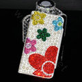 Bling Holster Cover Flower Crystal Pearl Leather Case for Samsung N7100 GALAXY Note2 - White