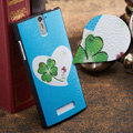 Leaf Painting Cover Matte Hard Case Skin for OPPO X909 Find 5 - Blue