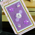 Purple 3D flower Crystal Bling Rhinestone mobile phone DIY Craft Jewelry Stickers