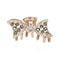 Hair Jewelry Crystal Rhinestone Bowknot Metal Hair Clip Claw Clamp - Black