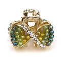 Hair Jewelry Crystal Rhinestone Bowknot Metal Hair Clip Claw Clamp - Green