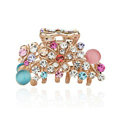 Hair Jewelry Crystal Rhinestone Flower Metal Hair Clip Claw Clamp - Multicolor