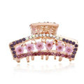 Hair Jewelry Crystal Rhinestone Flowers Metal Hair Clip Claw Clamp - Purple