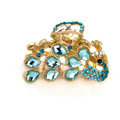 Hair Jewelry Crystal Rhinestone Peacock Metal Hair Clip Claw Clamp - Blue