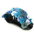 Hair Jewelry Fabric Flower Bead Rhinestone Hairpin Hair Claw Clip Clamp - Blue