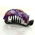 Hair Jewelry Fabric Flower Bead Rhinestone Hairpin Hair Claw Clip Clamp - Purple