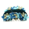 Hair Jewelry Fabric Flower Pearl Rhinestone Hairpin Hair Claw Clip Clamp - Blue