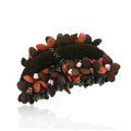 Hair Jewelry Fabric Flower Pearl Rhinestone Hairpin Hair Claw Clip Clamp - Coffee