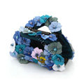 Hair Jewelry Flower Fabric Crystal Rhinestone Hair Claw Clip Clamp - Blue