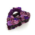Hair Jewelry Flower Fabric Crystal Rhinestone Hair Claw Clip Clamp - Purple
