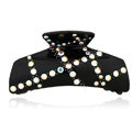 Hair Jewelry Rhinestone Crystal Resin Hair Clip Claw Clamp - Black