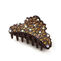 Hair Jewelry Sparkly Crystal Full Rhinestone Hair Clip Claw Clamp - Coffee