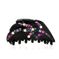 Hair Jewelry Tree leaf Rhinestone Crystal Hair Clip Claw Clamp - Black