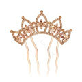 Hair Accessories Crystal Rhinestone Flower Crown Metal Hair Pin Clip Comb - Champagne