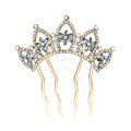 Hair Accessories Crystal Rhinestone Flower Crown Metal Hair Pin Clip Comb - Gray