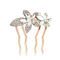 Hair Accessories Metal Crystal Rhinestone Flower Hair Pin Clip Comb - White