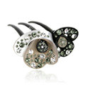 Hair Jewelry Crystal Rhinestone lotus Flower Hair Pin Comb Clip - Black