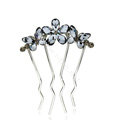 Hair Jewelry Rhinestone Crystal Butterfly Flower Metal Hairpin Clip Comb Pin - Gray