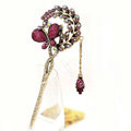 Retro Butterfly Crystal Rhinestone Hairpin Hair Clasp Clip Fork Stick - Purple