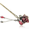 Retro Flower Crystal Rhinestone Hairpin Hair Clasp Clip Fork Stick - Rose