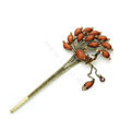 Retro Phoenix Crystal Rhinestone Hairpin Hair Clasp Clip Fork Stick - Champagne