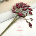 Retro Phoenix Crystal Rhinestone Hairpin Hair Clasp Clip Fork Stick - Purple