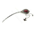 Retro Tassel Crystal Rhinestone Hairpin Hair Clasp Clip Fork Stick - Red