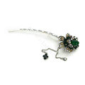 Tassel flower Crystal Rhinestone Hairpin Hair Clasp Clip Fork Stick - Green