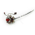 Tassel flower Crystal Rhinestone Hairpin Hair Clasp Clip Fork Stick - Red