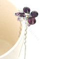 U Shape HairPin Crystal Rhinestone Butterfly Metal Hair Comb Clip Fork Stick - Purple