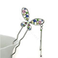 U Shape HairPin Crystal Rhinestone Butterfly Tassel Hair Comb Clip Fork Stick - Multicolor