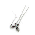 U Shape HairPin Crystal Rhinestone Butterfly Tassel Hair Comb Clip Fork Stick - Purple